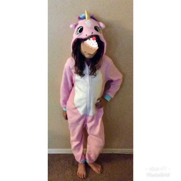 💥HP💥 🆕UNICORN PAJAMAS girls onsie pink fleece - Picture 4 of 7